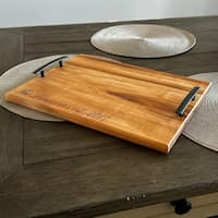 Ambrosia maple charcuterie board with engraved text
