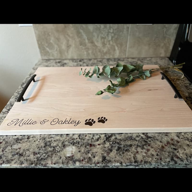 Handmade soft maple charcuterie board with personalized engraving