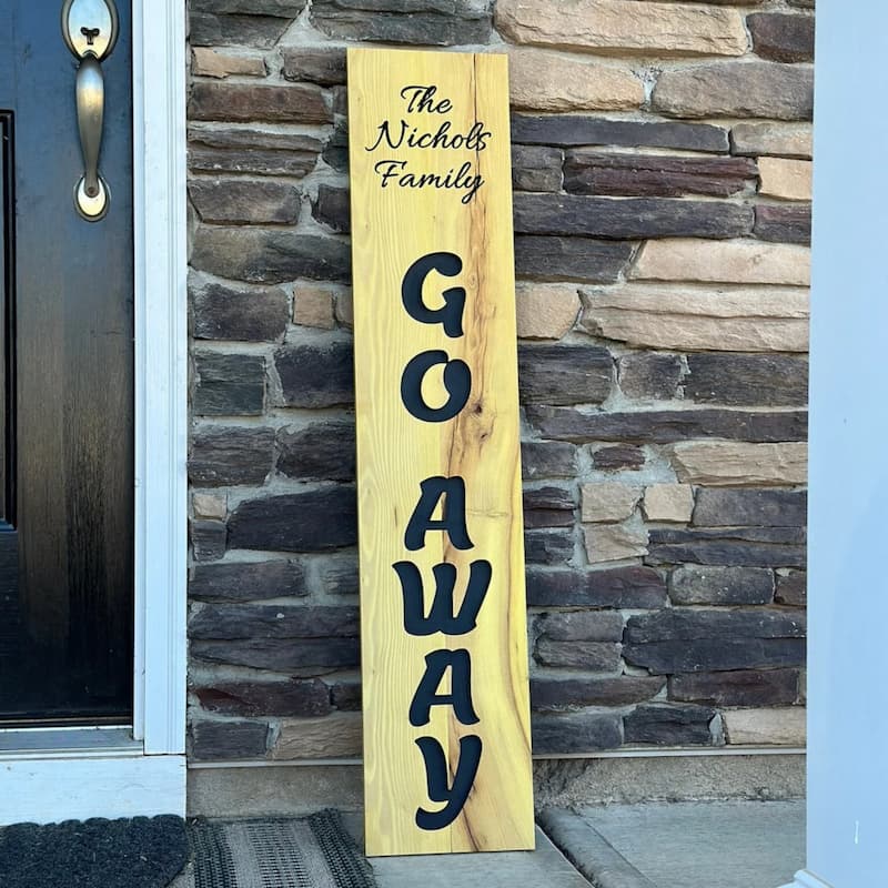Custom wooden entry sign - osage orange with black lettering